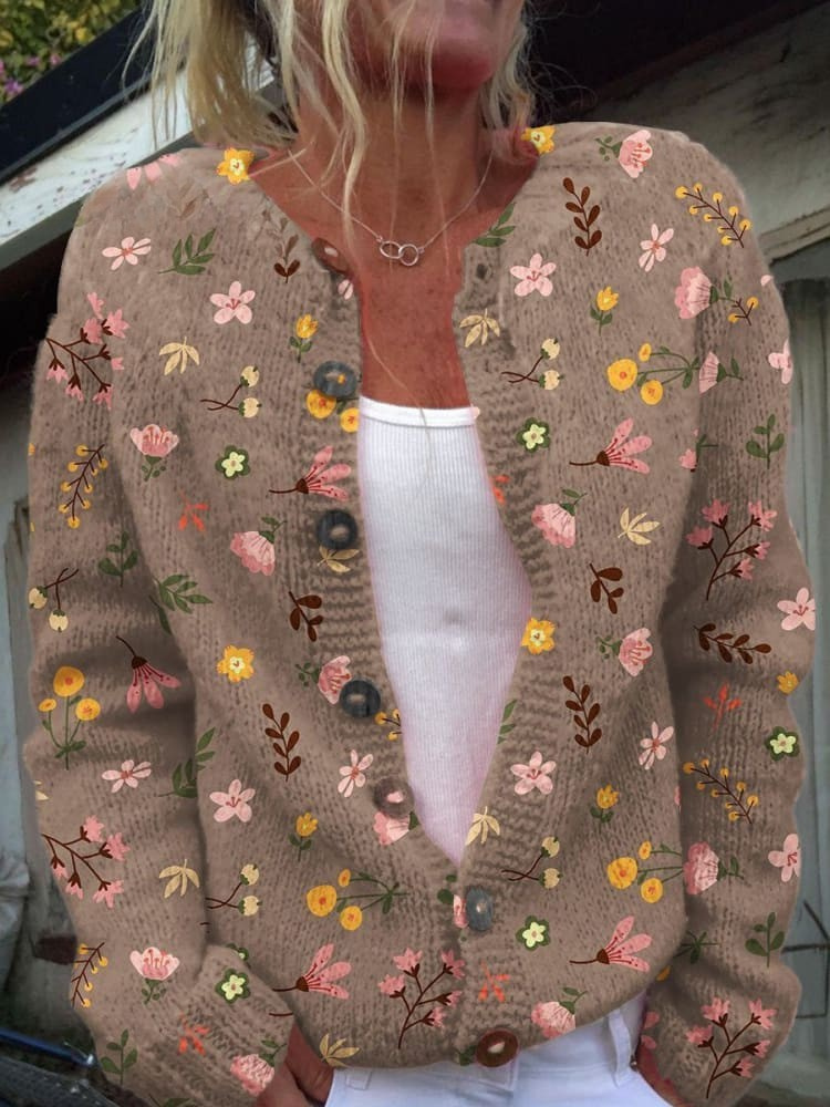 ELLEN | CHIC FLORAL PRINT BUTTONED CARDIGAN