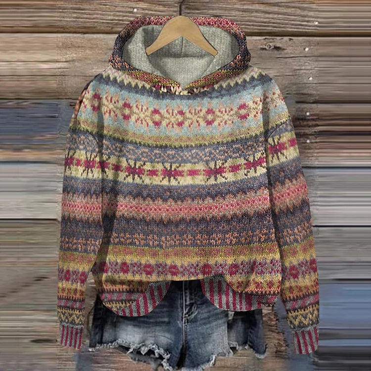 JASMINA | COZY HOODIE SWEATER WITH PLAYFUL PATTERN AND COMFORTABLE FIT